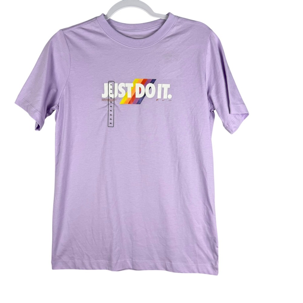 Nike Kids‎ Girls XL T-Shirt Purple Just Do It Rainbow Graphic Tee Sportswear NWT